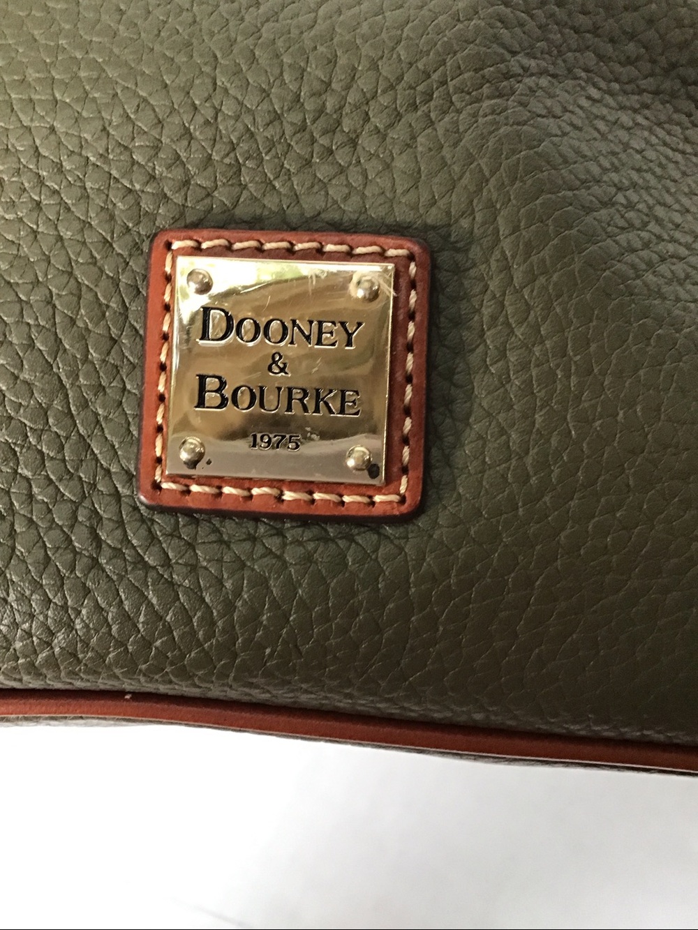 Dooney & Bourke Green Pebble Leather Crossbody with Brown Trim - Picture 3 of 14
